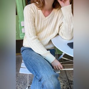 Brandy melville cream Ida cable knit sweater